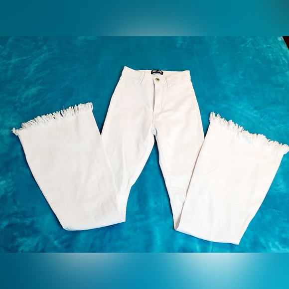 JC & JQ Denim - Rare JC & JQ High-Rise Distressed Skinny Bell Bottom Jeans Size S